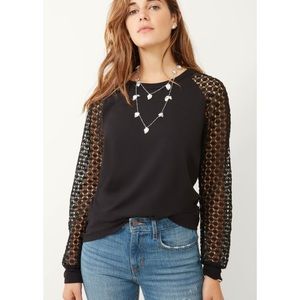 Stella and Dot Amie Top. Black lace sleeves